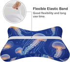 Car Seat Head & Neck Rest Pillow - Auto Headrest Bone Shape Pillow Cushion Soft and Comfortable for Travel, 2 Piece Compatible with Underwater Blue Jellyfish