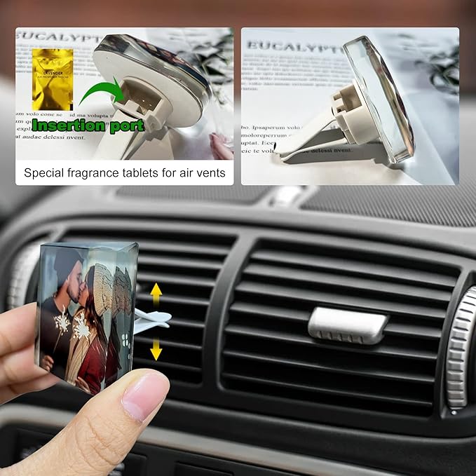 Fresh Car Vent Clip with your photo,Crystal Car Air Freshener Vent Clip,Customized Photo Car Interior Decorations