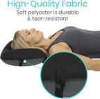 Vive Inflatable Lumbar Pillow - Cushion for Airplane Seat Travel Support - Lower Back Cushion for Car, Office Chair - Adjustable Firm Air Neck Pain, Sciatica Relief - Compact Portable Camping Headrest