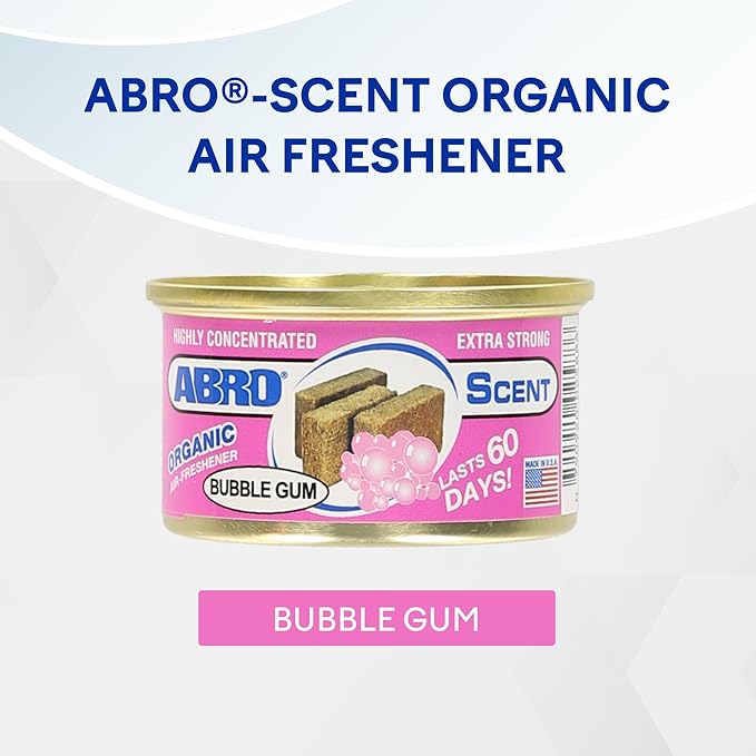 ABRO Car Air Fresheners: Canned, Spill Proof Airfreshener for Home, Office, or Car Accessories Interior, Lasts Up to 60 Days - 3 Pack Bubble Gum Scent