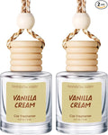 RAINBOW ABBY Hanging Car Air Freshener Diffuser 2 Pack - Vanilla Cream Fragrance Oil, 45+ Days Long Lasting, Essential Oil Diffuser for Car