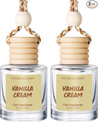 RAINBOW ABBY Hanging Car Air Freshener Diffuser 2 Pack - Vanilla Cream Fragrance Oil, 45+ Days Long Lasting, Essential Oil Diffuser for Car