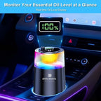 Smart Car Air Freshener with RGB Ambient Light & Starry Ceiling, Car Diffuser with Smart Spray Modes 4 Settings, 1600 Sprays USB-C Rechargeable, Auto On/Off, Built-in Battery, 3 Scents Refills (Black)