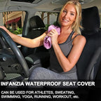 INFANZIA Premium Waterproof Seat Cover Towel Protector Neoprene Universal Fit, Upgraded 100% Washable & Removable Non-Slip Sweat Carseat Towel Covers, Perfect for Gym/Yoga/Workout（Black,2PCS