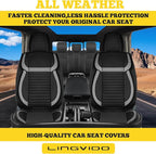 LINGVIDO Front Car Seat Covers, Faux Nappa Leather, Airbag Compatible and Waterproof Protectors for Sedans SUVs, Breathable Anti-Slip Interior for Commuters and Rideshare, Black/Gray