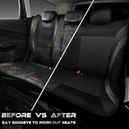 CAR PASS Carbon Fiber Leather Rear Seat Covers,Black Waterproof Back Bench Seat Cover Universal Fit for Cars Sedans SUVs Vans 95% Automotive Interior Backseat Car Covers (Rear,Black)