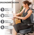 Seat Cushion,Lumbar Support Pillow for Office Chair,Memory Foam Coccyx Seat Cushion,Ergonomic Mesh Back Support Pillow,Office Desk Chair Cushion for Sciatica,Back&Tailbone Pain Relief,Grey