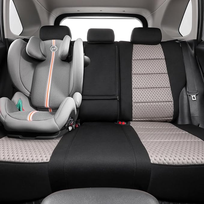 coverdream 2026 Rav4 Seat Covers Custom Fit for 2026 Toyota Rav4 Hybrid (SE,XSE) & PHEV GR Sport SUV,Full Set Polyester Car Seat Protector Black&Beige