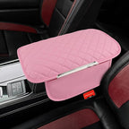 Upgraded Car Center Console Cover with 2 Storage,Arm Rest Covers Armrest Cover for Car, Microfiber Leather Car Armrest Cover Cushion, Universal Car Interior Accessories for Vehicles（Pink longer）