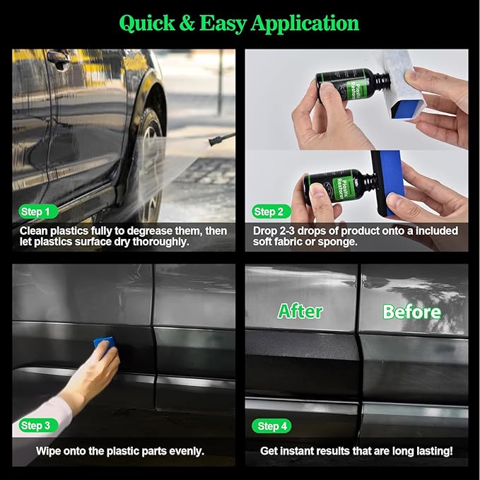 NADAMOO Plastic Restorer, Highly Concentrated Ceramic Coating for Cars, Back to Black Automotive Exterior and Interior Trim Scratch Remover Kit, Restore Faded Plastic, Vinyl & Rubber, 30ml