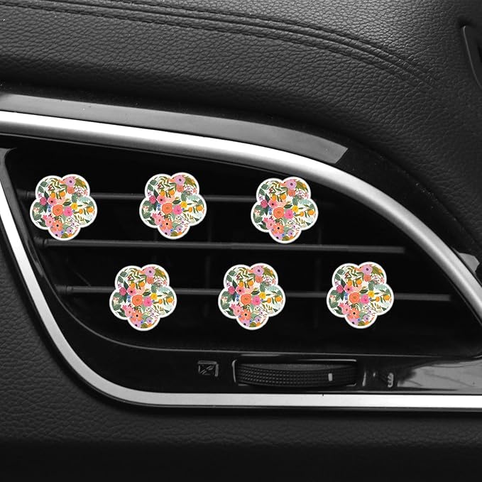 6 Pcs Flower Air Vent Clips, Cute Sunflower Flower Car Air Fresheners Vents Clips Funny Car Diffuser Vent Clips Car Interior Decor Charm Cute Car Accessories Car Decoration for Women (Flower)