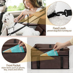 PetsHome Dog Car Seat Foldable Dog Car Booster Seat Waterproof Breathable Oxford Travel Bag for Small to Medium Dogs, Puppies, and Pets-Pure Coffee