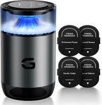 Smart Car Air Freshener Diffuser, Waterless Essential Oil Diffuser with 4 Modes, 4 Scent Refills, Auto On/Off, USB - C Rechargeable Wireless, Ambient Light for Home/Car (5502-Gunmetal Grey)