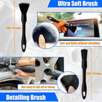 Car Wheel Brush Kit, Soft Drill Wheel Cleaner Brush, Tire Brush, Detailing Brush, and Detailing Pads, No Scratches Car Wheel Cleaning Kit for Wheels, Tires, Rims, Engines, Exhaust(Blue+White, 6 Pack)