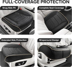 CAPITAUTO 2 Pack Bottom Car Seat Cover, Dual Storage Pockets Luxury Faux Leather Front Seat Covers for Cars, Super Breathable, Anti-Slip, Full Wrapping Edge - Fit for Most Sedans SUV Trucks (Black)