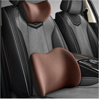 Car Headrest & Lumbar Support Cushion, Ergonomic Memory Foam Car Neck Back Support w/Removable Cover, Universal Breathable Lumbar Cushion Headrest Pillow with Adjusatble Strap (Coffee)