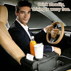 Car Armrest Cushion (Black) Multifunctional 5 in 1 Center Console Armrest Cushion with Storage Bag Cup/Phone Holder Tissue Box - Waterproof Car Interior Storage Device