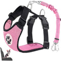 Lukovee Dog Seat Belt for Car, Adjustable Dog Car Harness for Large Medium Small Dogs, Soft Padded & Breathable Mesh Dog Seatbelt with Car Strap and Carabiner (A-Pink,L)
