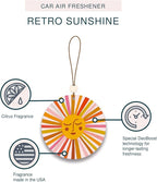 Studio Oh! Scented Hanging Car Air Fresheners - Pack of 2 - Natural & Exclusive Fragrance with DeoBoost Technology - Unique Design with Decorative Bead - Retro Sunshine