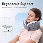 Travel Pillow, 100% Pure Memory Foam Travel Neck Pillow Airplane Neck Support Ergonomic Design for Traveling Suitable for Airplanes,Offices and Cars-Cooling Silk Grey Cover