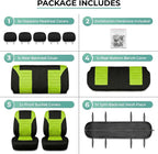 FH Group Automotive Car Seat Covers Full Set Premium 3D Air Mesh Front Seat Covers, Airbag Compatible & Split Bench Cover Universal Fit Interior Accessories for Cars Trucks and SUVs - Green
