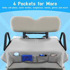 Golf Cart Seat Covers Cooling Ice Silk Golf Cart Seat Blanket for EZGO TXT RXV/Club Car DS Precedent Front Seat 4 Pockets Seat Blanket for 2-Person Seats, Keeps Seat Cool and Clean Gray