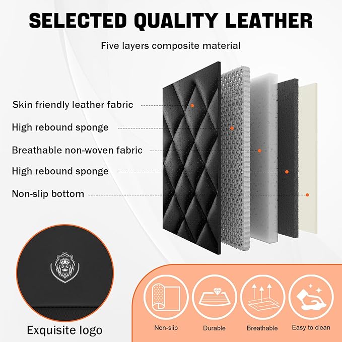 Car Seat Covers Compatible with Toyota Camry 2012-2026 Durable Waterproof Automotive Seat Covers Stretchable Fabric Material,Airbag Compatibility,Premium Nappa Leather(Black Red,Full Set with Pillow)