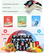 Insulated Lunch Bag for Men & Women, 9L Leakproof Lunch Box Soft Cooler Tote with 5 Pockets, 600D Oxford, EVA Lining, Adjustable Strap for Work, Picnic, Beach&Travel-Corduroy Cactus