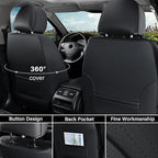 Coverado Car Seat Covers Front Seat, Breathable Nappa Leather Seat Cover, Black Seat Cover for Cars, Luxury Waterproof Car Seat Protector, Front Seat Cushion Universal Fit for Most Vehicles