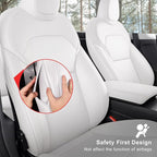 Car Seat Covers for New 2025 Tesla Model Y Juniper Nappa Leather Car Interior Seat Airbag Compatible Cushion Cover Full Set Custom Fit 2025-2026, Nappa White