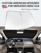 Proadsy 2026 Upgrade Windshield Sun Shade Custom Fit 2020-2025 2026 Mercedes Benz GLB Foldable Front Sunshade Protector Sun Visor Blocks UV Rays Keep Car Cooler