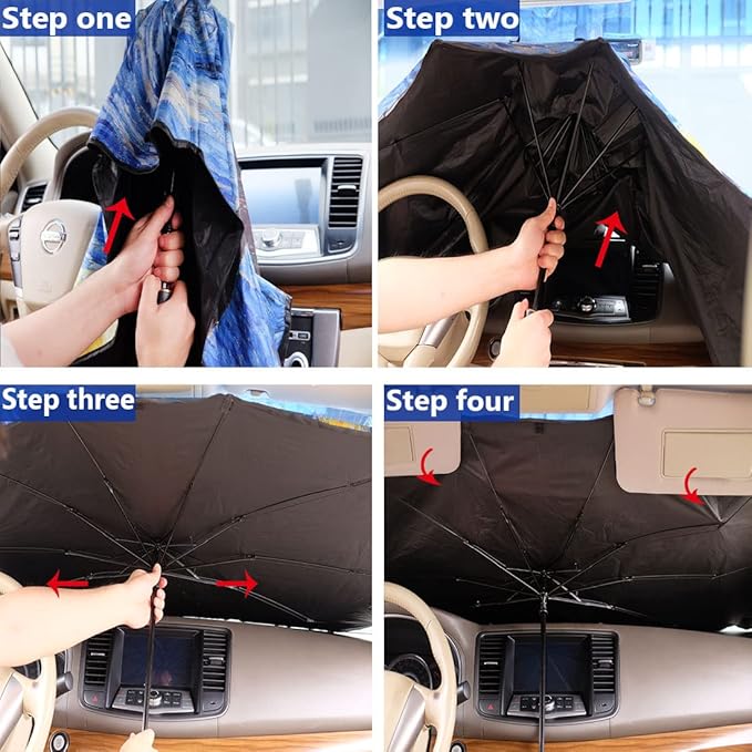 Windshield Sun Shade Umbrella for Car Foldable Umbrella Front Window Sunshade UV Block Windshield Shades for Sedan, SUV, Hatchbacks 57 * 31" (Abstract)