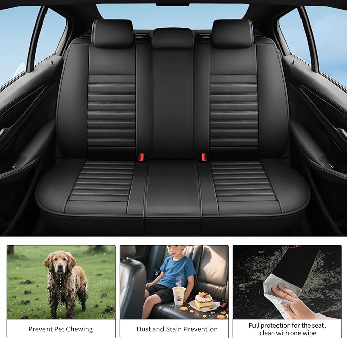 Fit RAV4 Car Seat Covers Set for Toyota RAV4 2013 2014 2015 2016 2017 2018 SE,LE,XLE, Premium,Limited,Adventure,Leather Seat Protector Replacement,Waterproof Faux Leather(Full Set,Black)