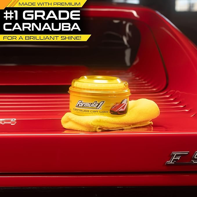 Formula 1 Carnauba Car Wax Paste - High-Gloss Shine - Polish for Car Detailing to Shine & Protect – Remove Haze and Paint Swirls w/ Micropolishing Agents – Car Cleaning Supplies (12 oz)