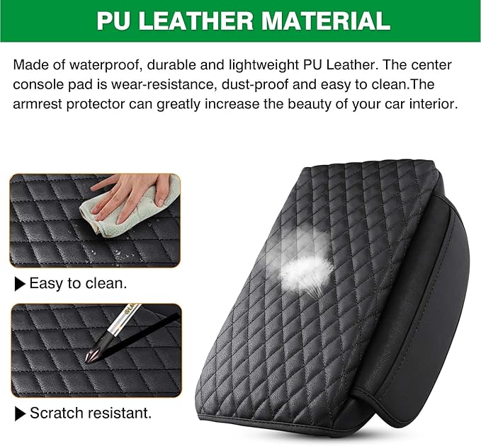 Shademax Center Console Cover Car for Toyota 4Runner 2024 2023-2020 Accessories, Automobile Armrest Cover Cushion Pad PU Waterproof with Side Storage Pocket for Console Lid Protector Anti-Scratch