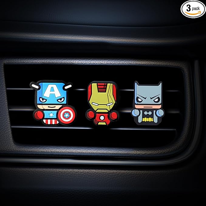 3-Pack Super Hero Gift Set Air Vent Decoration - Cute Marvel/DC Super Hero Decorative Vent Clip for Cars, Home or Office [Batman, Captain America, Iron Man]