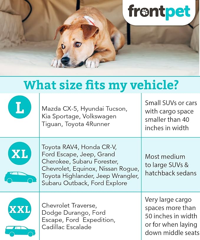 FrontPet SUV Cargo Liner for Dogs - Water-Resistant Pet Trunk Cargo Cover Mat for SUVs and Sedans with Bumper Flap Protector, Trunk Cover, Non-Slip Liner, (35" X 40") Upgraded 2025