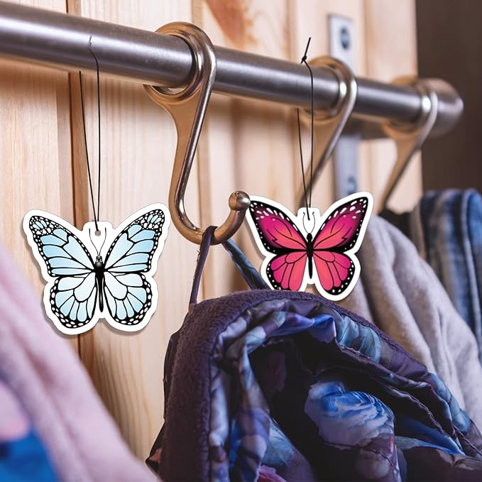 12 Pack Car Air Fresheners Butterfly Summer Flower Hanging for Women Girls Cute Air Freshener for Cars Mirror (Butterfly)