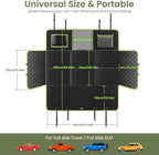 Back Seat Extender for Dogs 57 * 28.7 in, Waterproof Leather Fabric Dog Car Seat Cover for Back Seat, Foldable in the Car, Hard PVC Panels Bottom Support to 330 lbs, Full Coverage for Full Size Truck