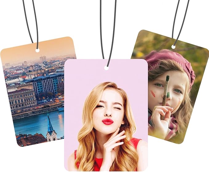 Custom Air Freshener for Car with Photo Text Picture Both Sides, Personalized Gift for Valentine’s Day Birthday- Ideal for Car Wardrobe Bathroom Hanging Ornaments