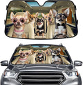 GENANY Chihuahua Dog Family Funny Windshield Sun Shade for Car SUV Truck (55x30 Inches), Sun Shade Windshield, Shades for Front Windows, Sunshade for Car Windshield, Spring Car Decor