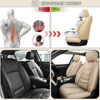 Leather Car Seat Covers Fit for Toyota Prius 2004-2024, 5 Seater Car Seat Cover, Premium Waterproof, Scratch Resistant Car Interior Accessories (Full Set Beige)