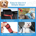 3 Pack Dog Seat Belt for Car, Car Headrest Restraint Adjustable Nylon Fabric, Dog Restraints Vehicle Seatbelts Harness (Black & Red & Purple)