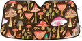 Watercolor Mushrooms Brown Car Windshield Sun Shade Foldable UV Ray Sun Visor Protector Sunshade to Keep Your Vehicle Cool (55" x 27.6")