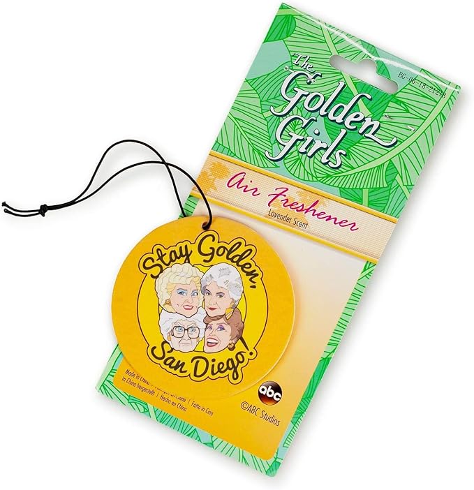 The Golden Girls "Stay Golden, San Diego!" Car Air Freshener | Exclusive Golden Girls Collectible | Sweet Lavender Scent