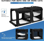 Suertree Large Cat Carrier for 2 Cats with Zipper Locks, Double Cat Carrier with Travel Litter Box, Soft Pet Travel Carrier for Cats and Small Dogs Up to 45 Lbs, Black
