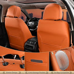 FLORICH Car Seat Covers Full Set Orange Seat Cover Front Seats and Back Leather Seat Covers for Cars Waterproof Car Seat Cushion Universal Car Seat Protector Fit for Most Cars Trucks SUVs