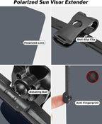 JOYTUTUS Sun Visor Extender for Car, Universal Anti-Glare Polarized Sun Visor Easy to Install, UV400 Visor Extension Protect from Glare/UV Ray/Stray Light, Safe Driving for Car