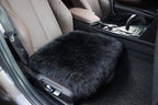 Winter Warmth: Universal Sheepskin Seat Cushion Cover - Natural Wool, for Cars, Trucks, SUVs & Vans - Cozy & Stylish Driving Companion Front Black