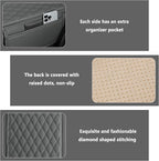 Upgraded Center Console Cover, Microfiber Leather Armrest Cover Cushion With 2 Storage Bags, Universal Car Armrest Storage Box Interior Accessories for Most Vehicles (Gray)